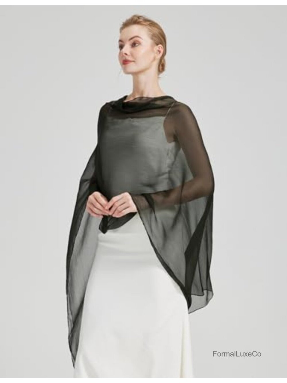 Sheer Bridal Shawl green not black can wear many -Cape-let Scarf - Picture 3 of 6